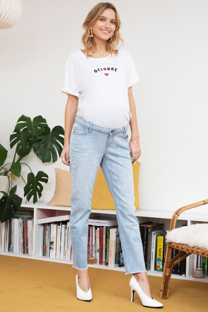 Straight Leg Maternity Jeans Light Wash
