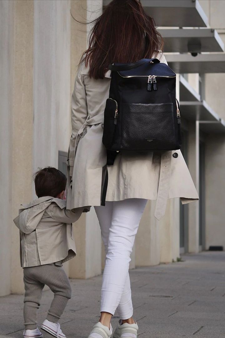 Storksak Wickelrucksack mit Leder und Hardware gold