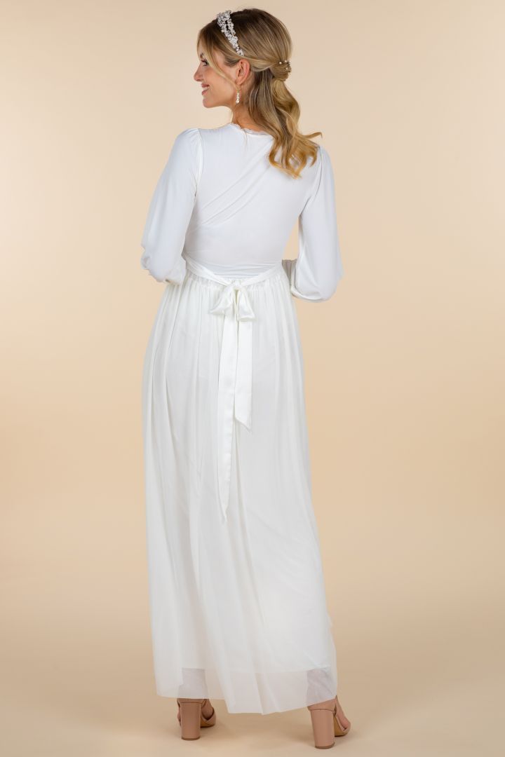 Maxi Umstandsbrautrock aus Tüll elfenbein