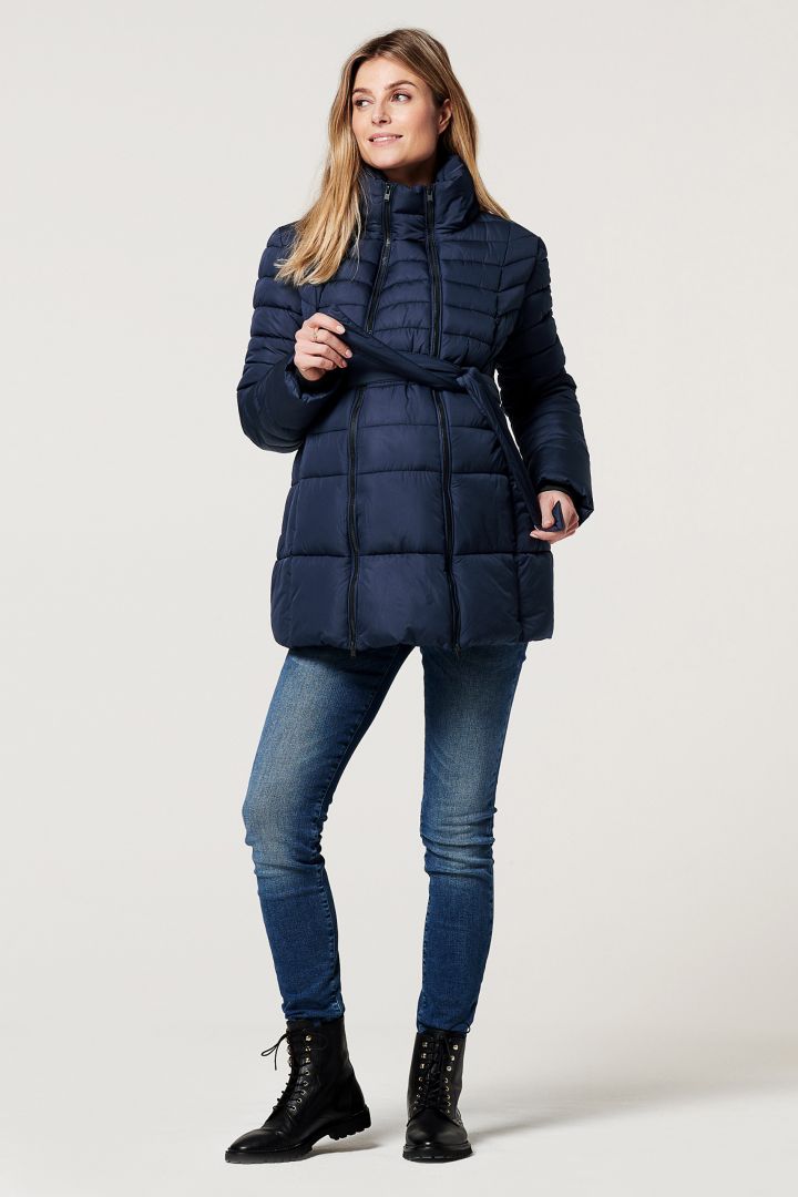 Umstands-Steppjacke mit Schwangerschafts-Einsatz blau