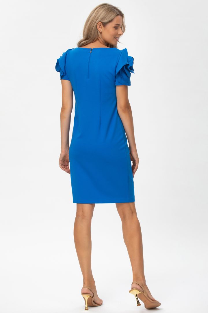 A-line Maternity Dress with Floral Sleeves blue