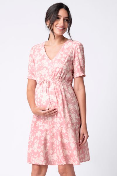 Umstands- und Stillkleid mit Blumenprint rosa