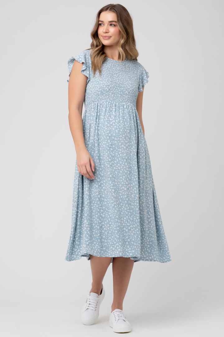 Midi Umstandskleid mit Flügelärmeln