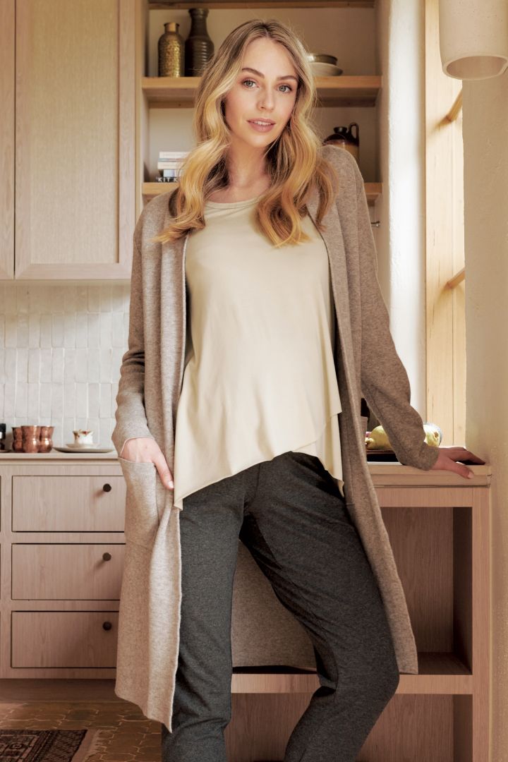 Raw Edge Langarm Umstands- und Stillshirt hellgrün