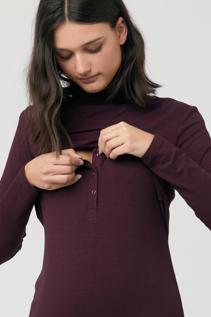 Two-piece Ribbed knit Maternity and Nursing Dress