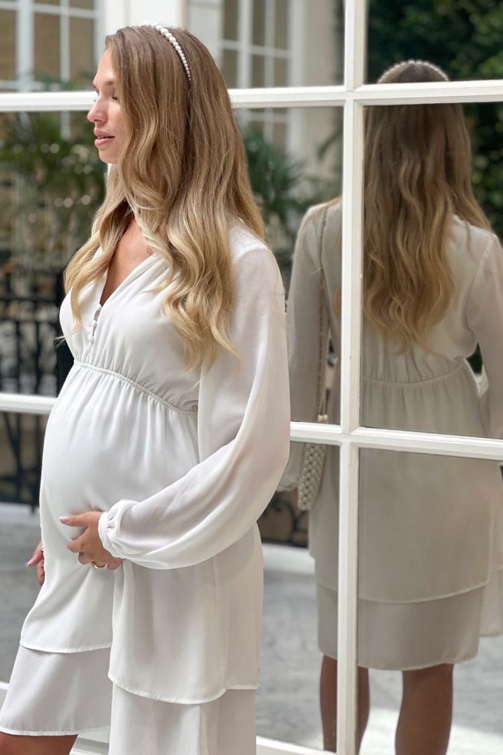 Umstands- und Stillbrautkleid mit Rüschenkragen