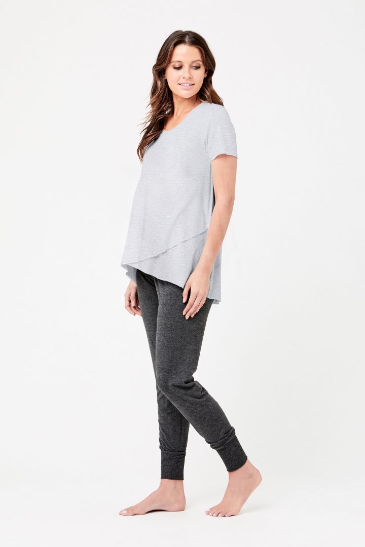 Raw Edge Umstands- und Stillshirt grau meliert