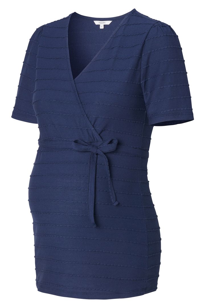 Umstands- und Stillshirt mit Bindegürtel navy