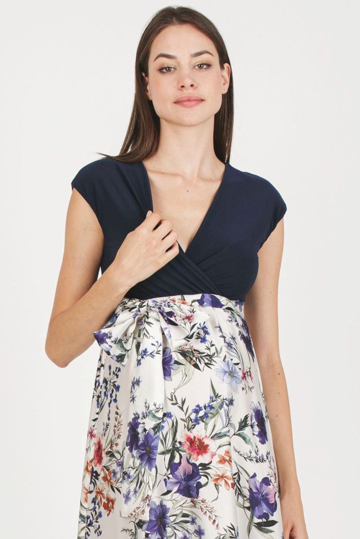 Maxi Umstands- und Stillkleid mit Satinrock ivory