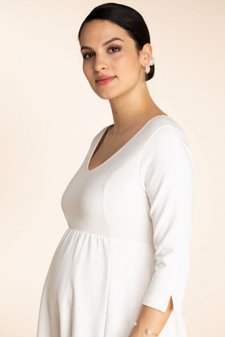 Ecovero Plus Size Umstandsbrautkleid mit V-Ausschnitt