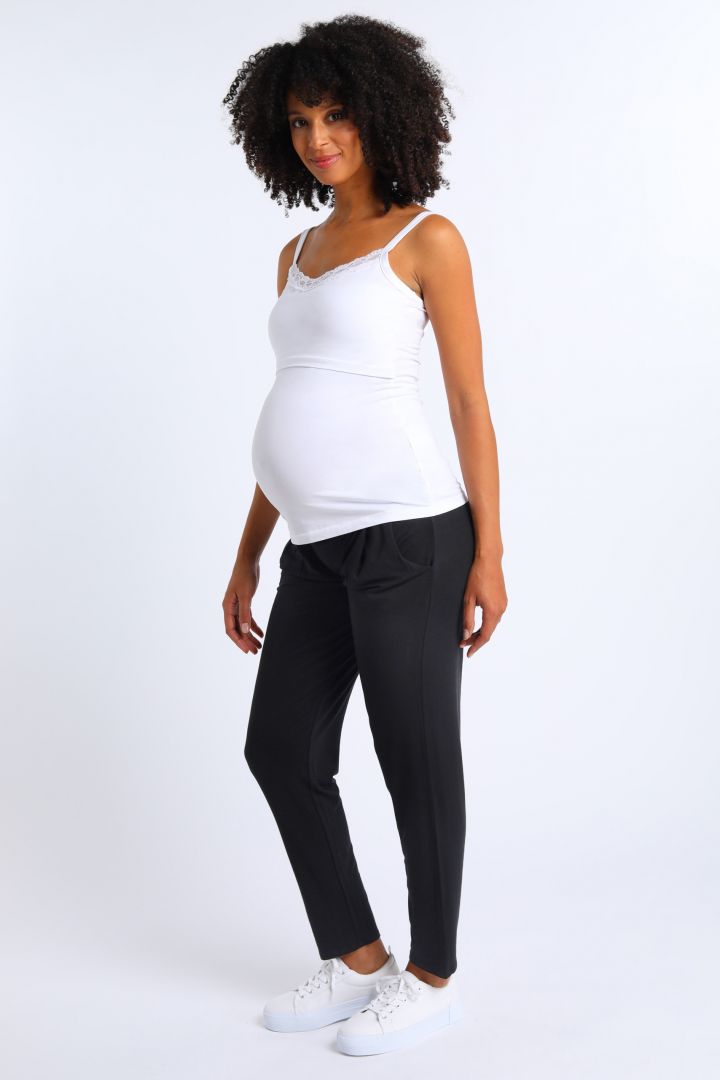 Organic Maternity and Nursing Top with Lace white