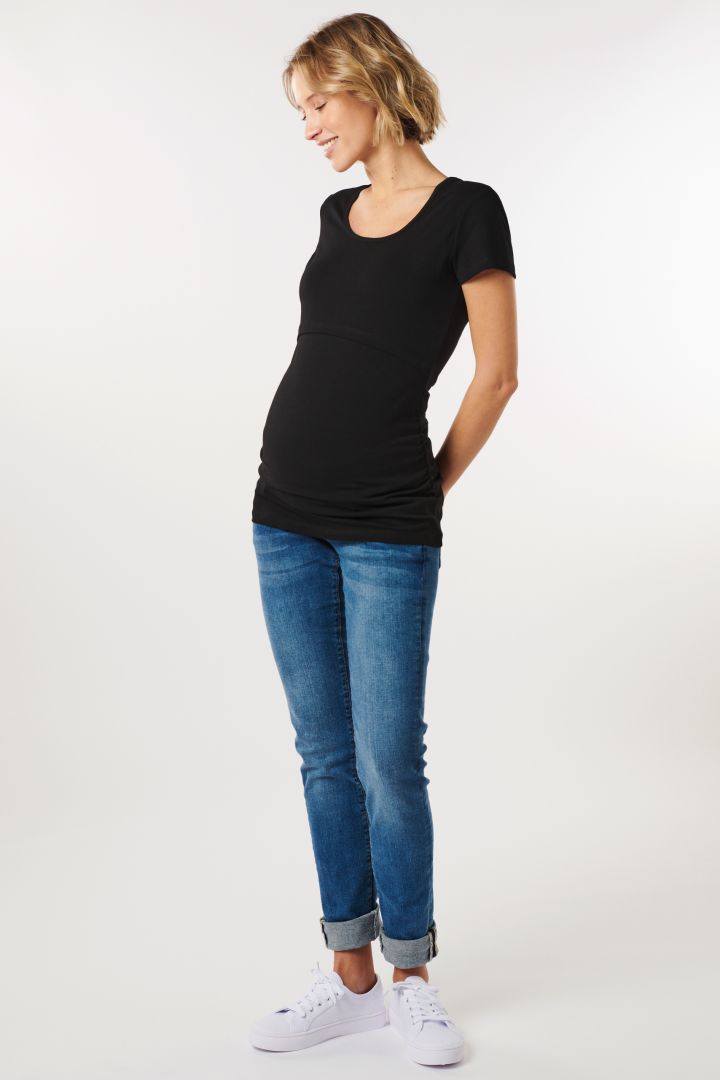 Umstands- und Stillshirt aus Bio-Baumwolle kurzarm schwarz