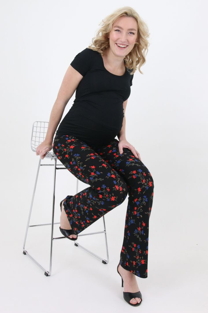 Flared Umstandshose mit Blumen Print