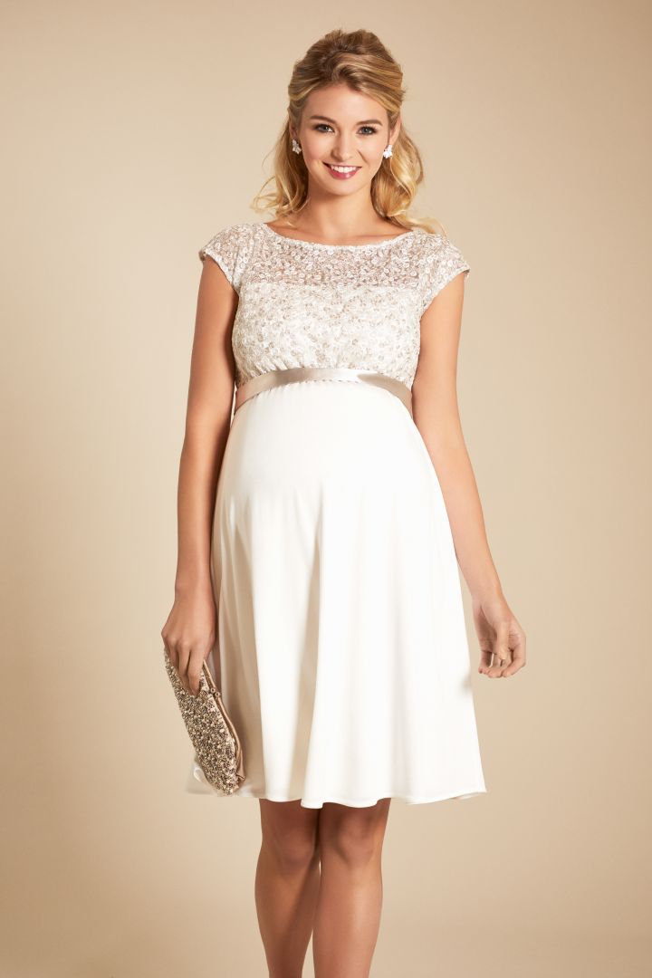 Umstandsbrautkleid mit Paillettenoberteil