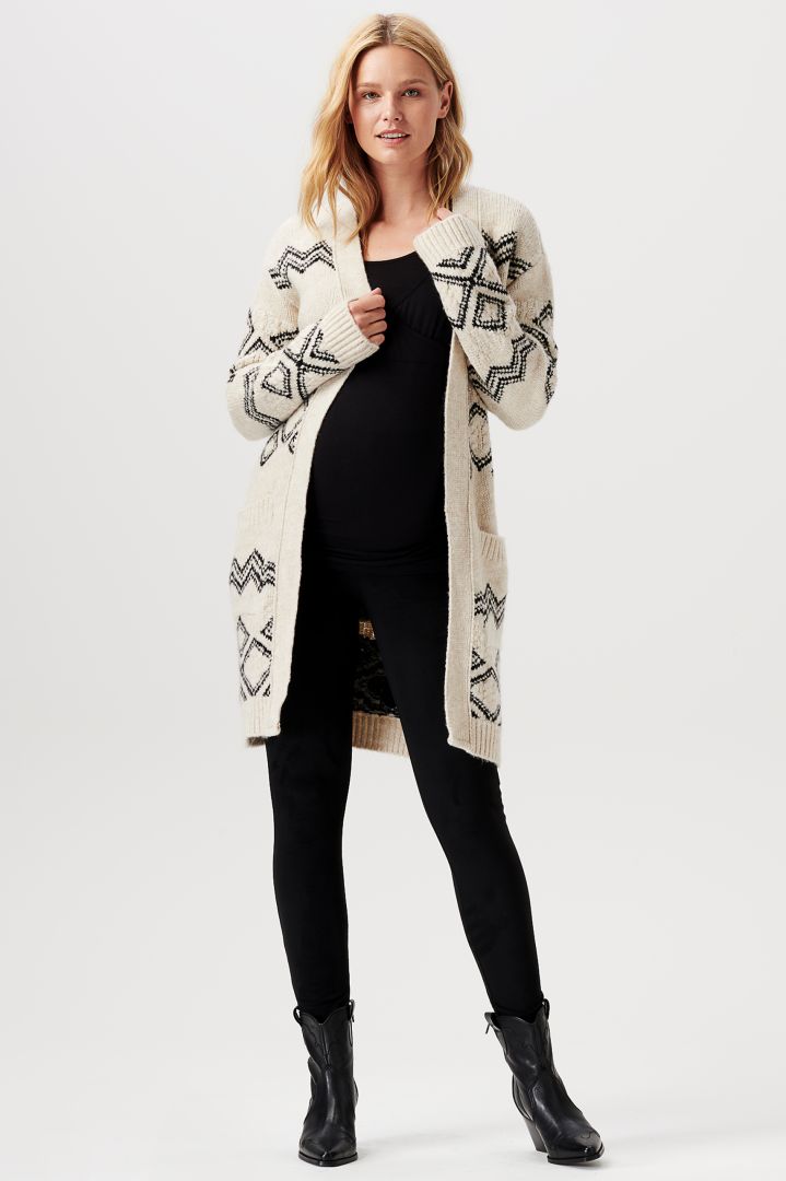 Lange Umstandsstrickjacke im Boho Stil