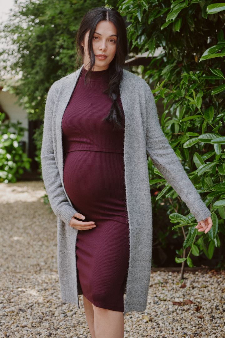 Two-piece Ribbed knit Maternity and Nursing Dress
