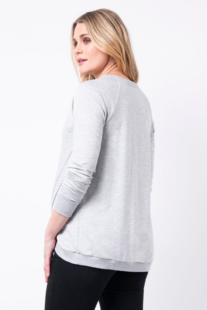 Crossover Nursing Sweater Grey Marl