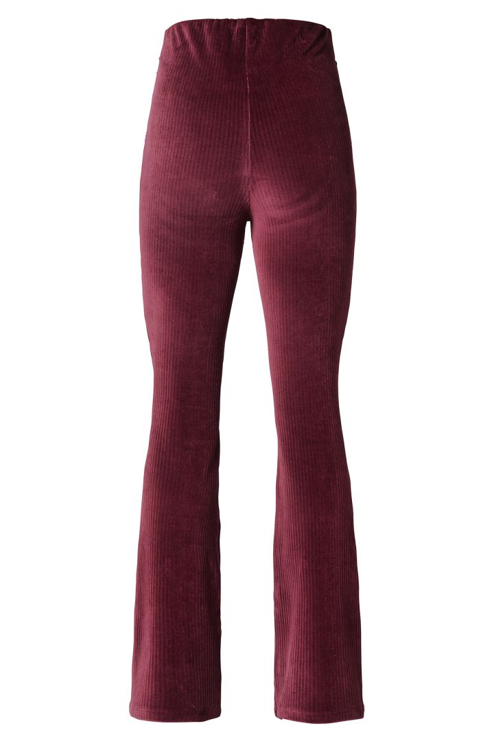 Flared Velvet Maternity Trousers bordeaux