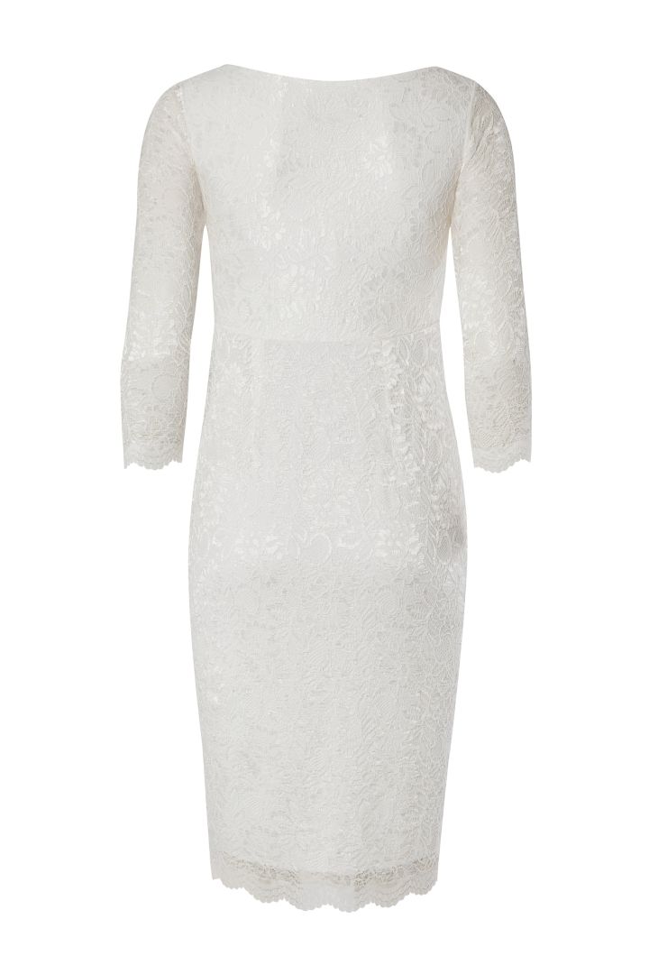 Spitzen Umstandsbrautkleid mit transparenten Ärmeln