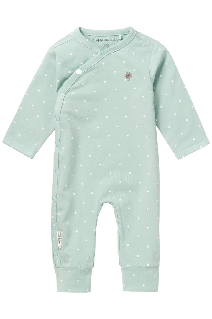 Organic Romper with Stars Print sage