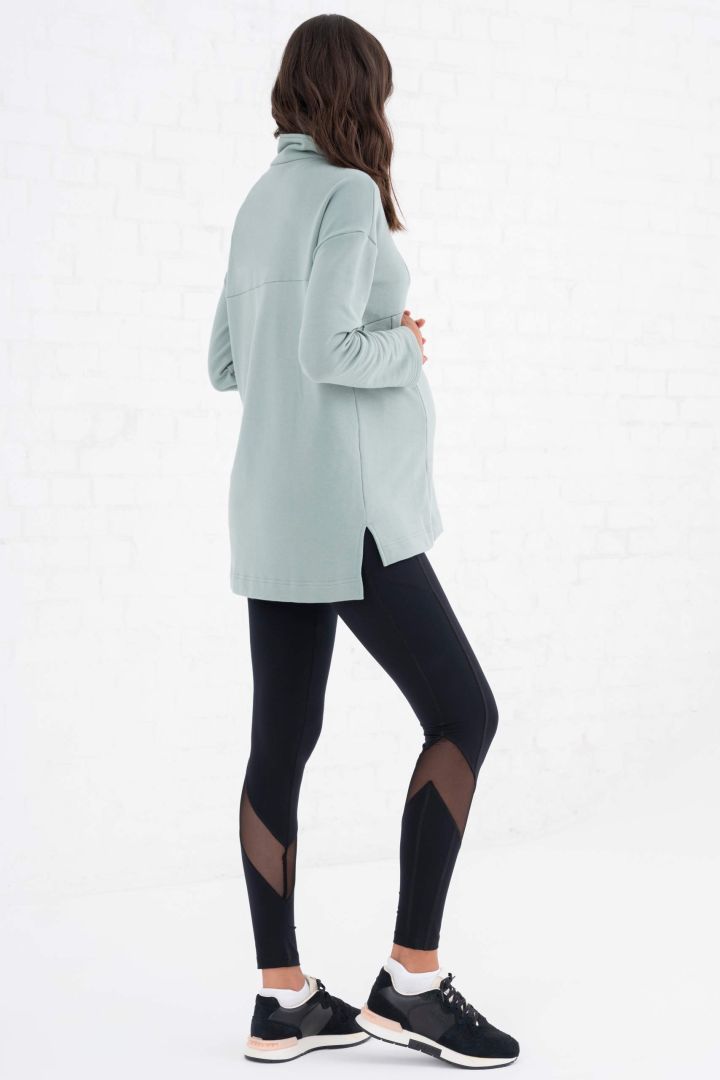 Maternity and Nursing Sweater with Zip Detail sage