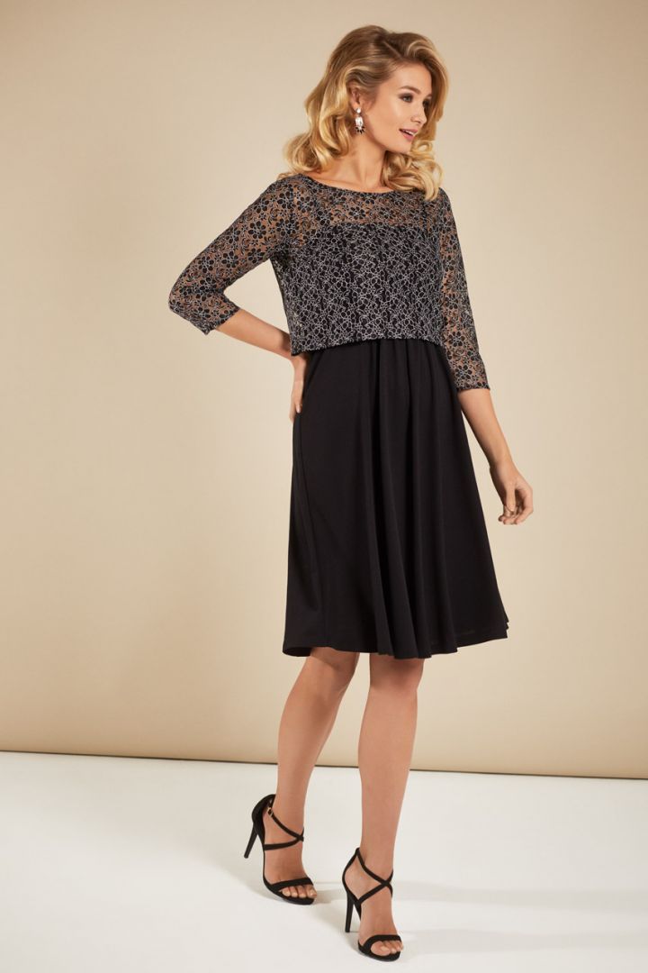 Maternity and nursing dress with lace bolero