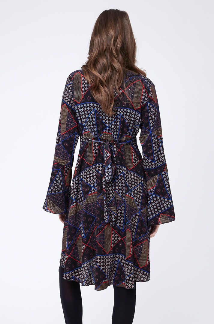 Maternity and nursing dress with bell sleeves