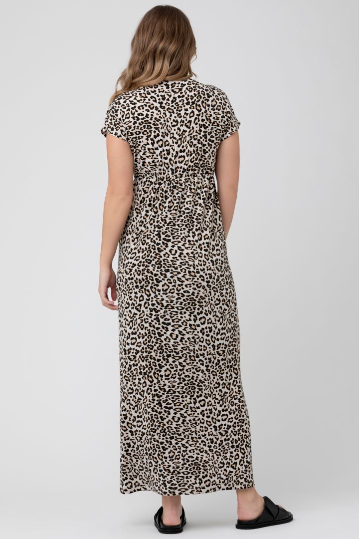 Maxi Umstands- und Stillkleid mit Leoprint