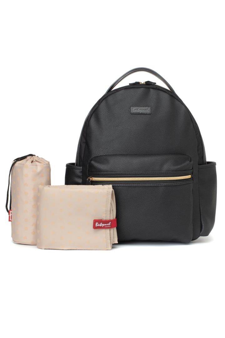 Wickelrucksack aus veganem Kunstleder mit Reißverschluss