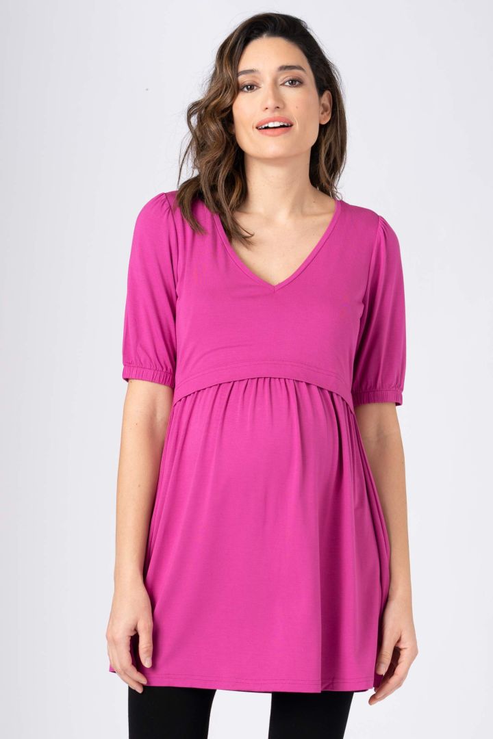 Umstands- und Stilltunika mit V-Neck berry