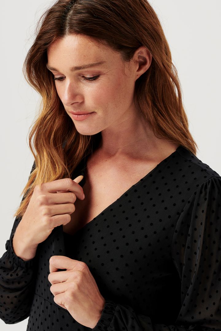 Midi Umstands-und Stillkleid in Wickeloptik schwarz