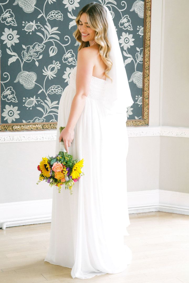 Bandeau Umstandsbrautrobe weiß