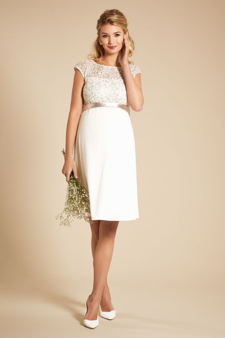 Umstandsbrautkleid mit Paillettenoberteil