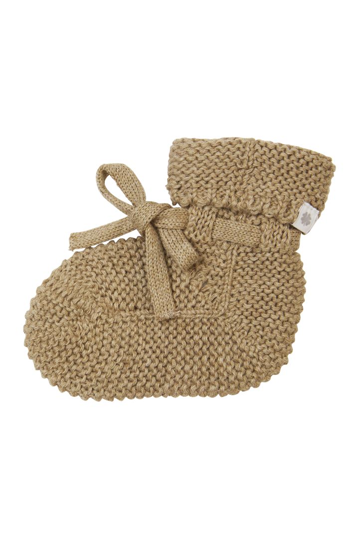 Organic Baby Strickschuhe khaki light