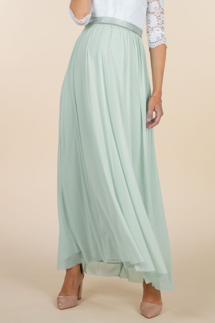 Maxi Umstandsbrautrock aus Tüll mint