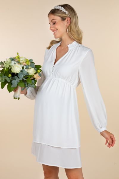 Umstands- und Stillbrautkleid mit Rüschenkragen
