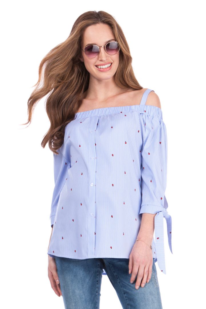 Off Shoulder Umstandsbluse mit Knotendetails