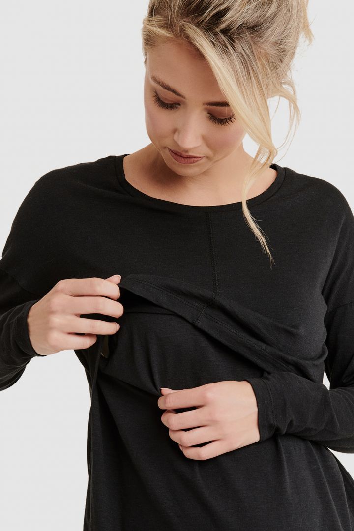 Umstands- und Stillshirt langarm Relax Fit schwarz