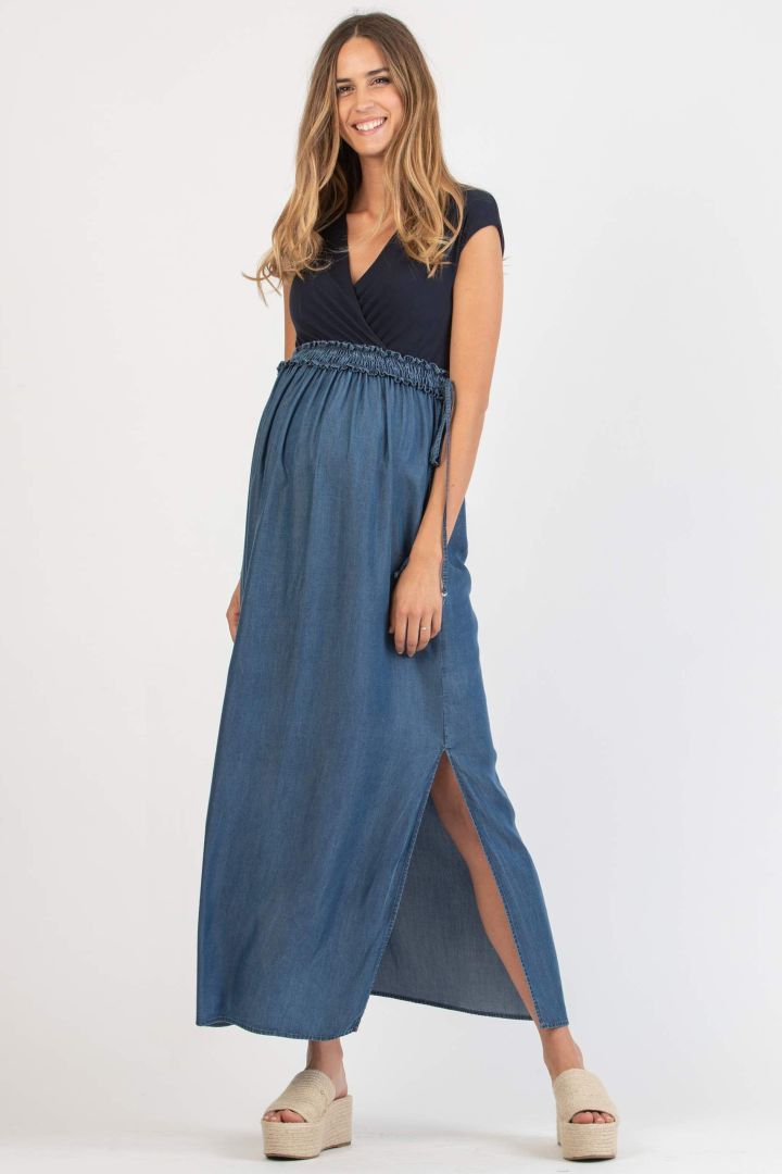 Tencel Umstands- und Still-Maxikleid