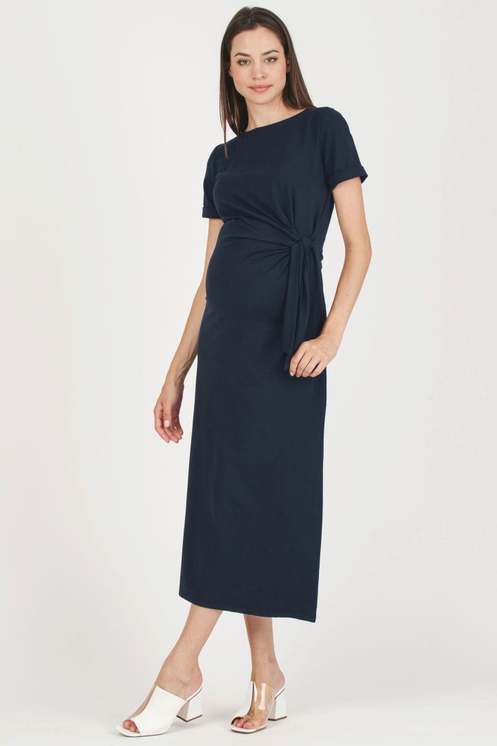 Maternity Dress with Knot Detail blue