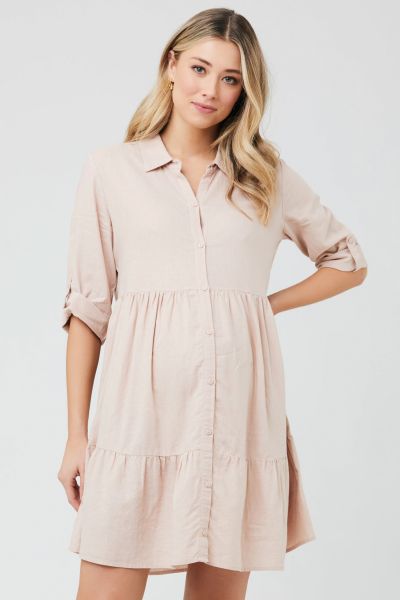 Umstands- und Still-Tunikakleid mit Knopfleiste peach