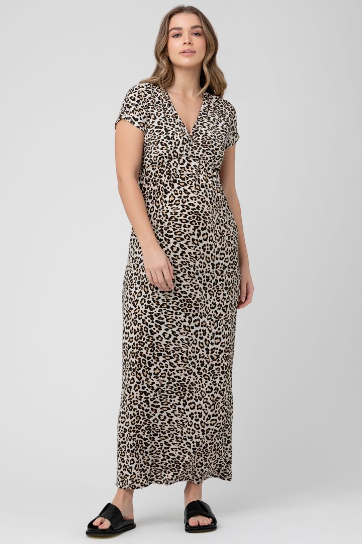 Maxi Umstands- und Stillkleid mit Leoprint