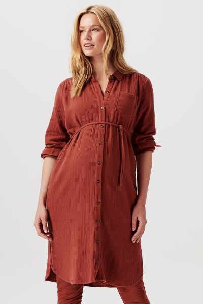 Musselin Umstands- und Still-Hemdblusenkleid terracotta