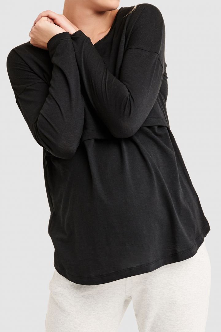 Umstands- und Stillshirt langarm Relax Fit schwarz