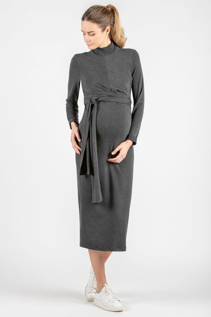 Midi Umstands- und Stillkleid in Wickel-Optik
