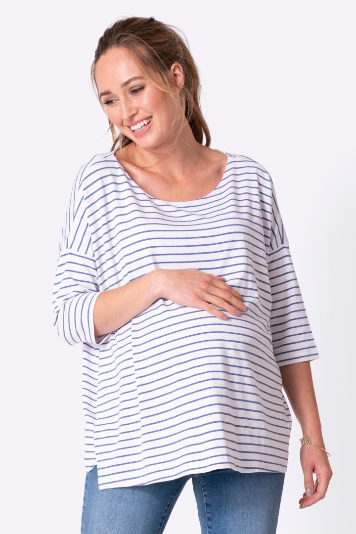 Breton Umstands- und Stillshirt weiß/blau