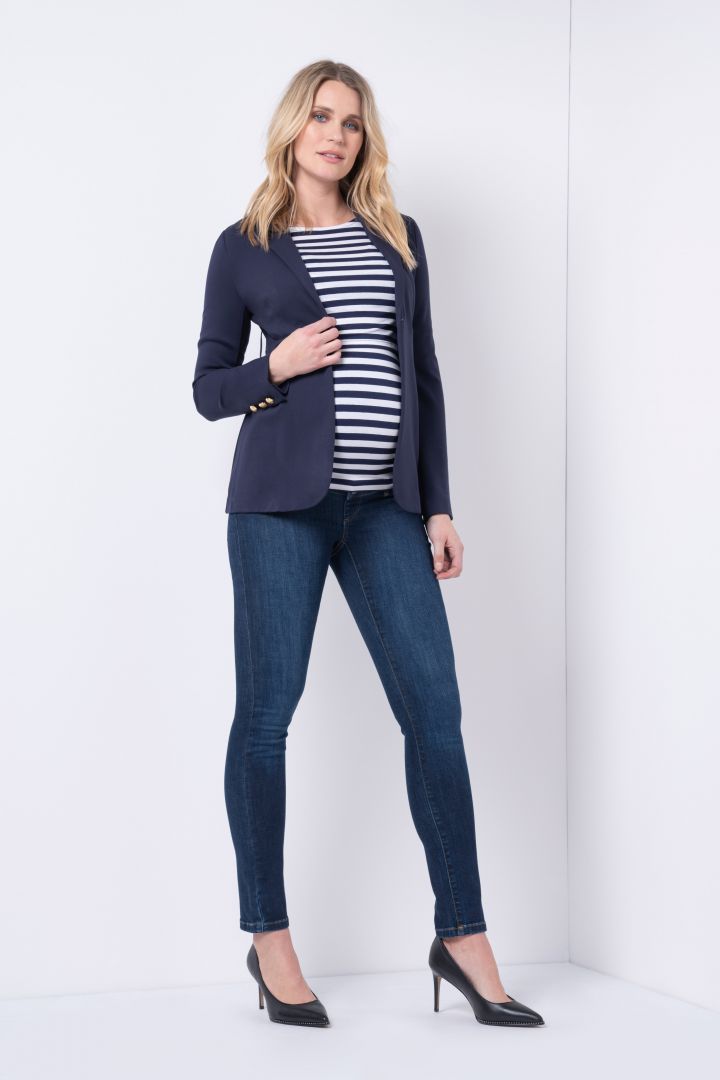 Organic Skinny Umstandsjeans mit Überbauchbund dark indigo