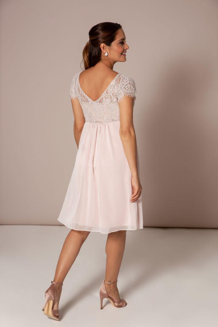 Umstandsbrautkleid mit Spitzenbustier rosa