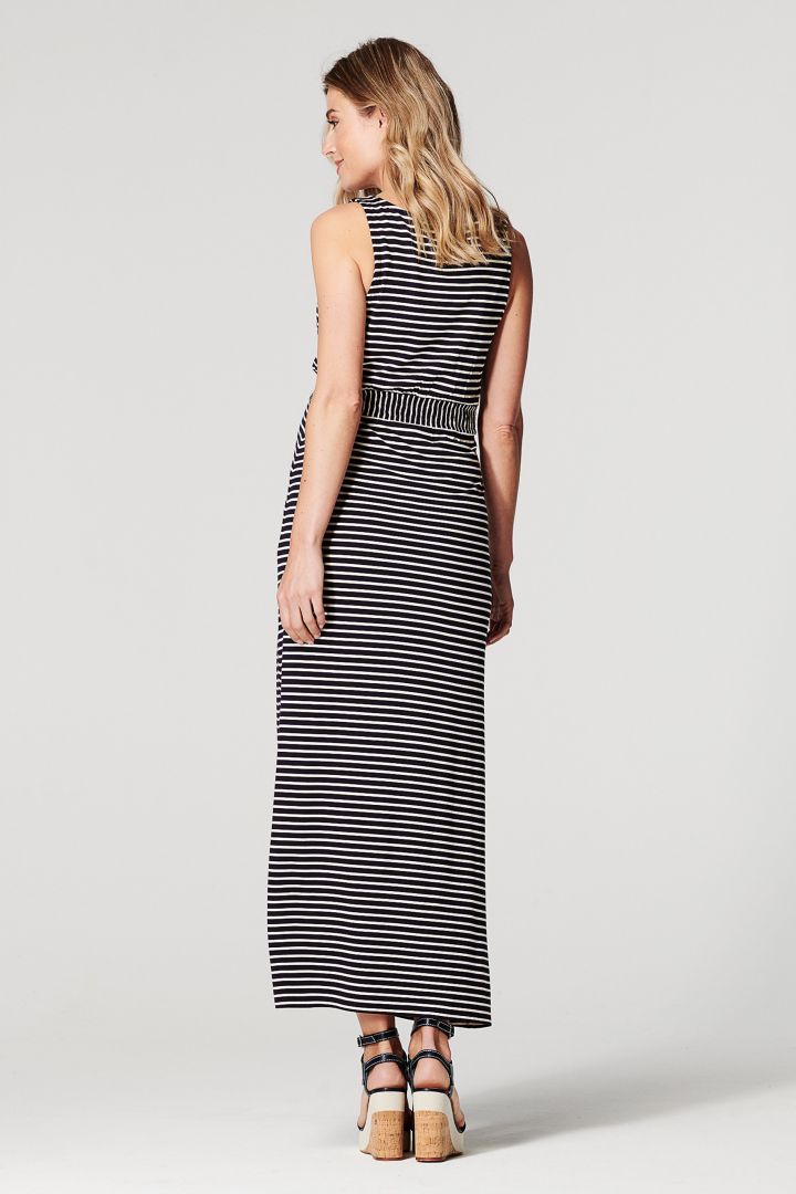 Long Maternity and Nursing Dress Stripes