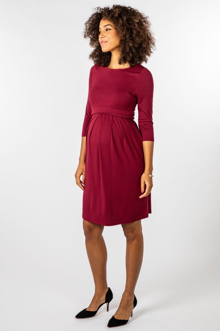 Ecovero Rundhals Umstands- und Stillkleid bordeaux